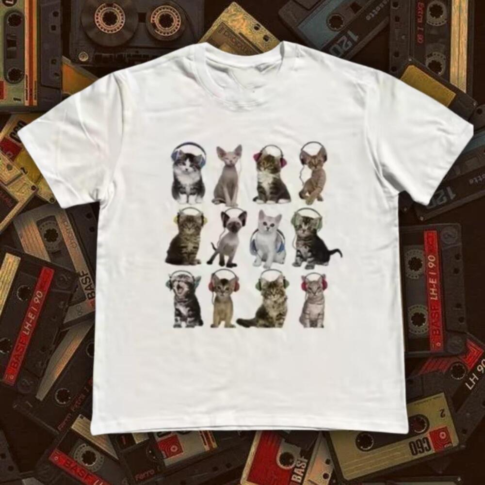 White Funny Cats T Shirt
